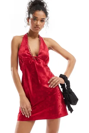 Miss Selfridge Satin mini slip dress in cherry