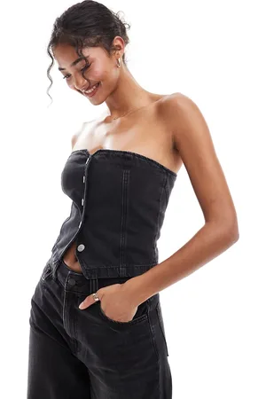 ASOS Denim bandeau vest in washed