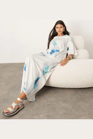 ASOS Premium heavy weight textured jersey column maxi skirt in blurred print - part of a set