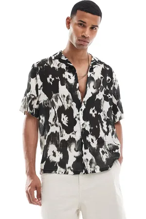 ASOS Relaxed camp collar shirt with abstract floral print in