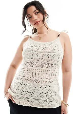 ONLY Crochet tank top with beaded details in stone