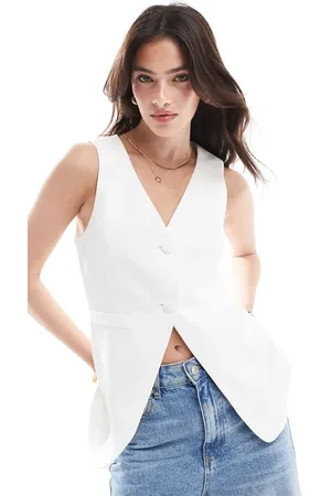 Miss Selfridge Longline vest in ivory