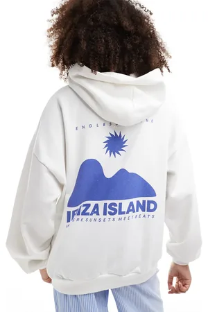 Pull&Bear Ibiza graphic oversized hoodie in