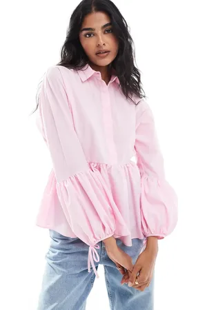 ASOS Dropped waist peplum shirt in light
