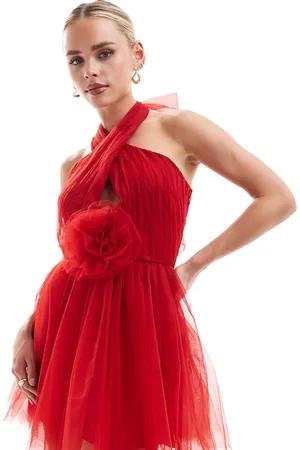 Lace & Beads Rosette mini dress in
