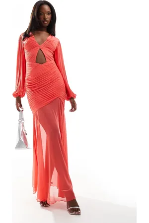Jaded Rose Pleated maxi dress in coral
