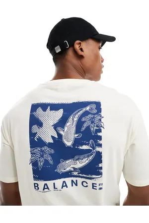 SELECTED Oversized T-shirt with koi back print in beige