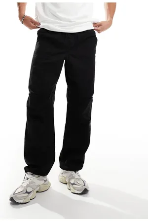 SELECTED Loose fit elastic waistband ripstop pants in