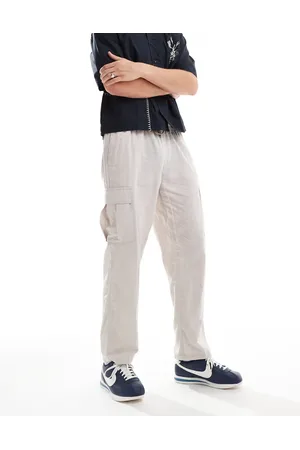 JACK & JONES Tapered linen mix pants with cargo pockets in beige