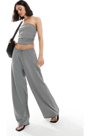 ONLY Extra wide leg stripe pants in black and - part of a set