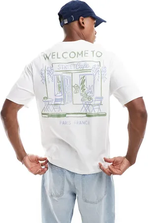 JACK & JONES Oversized café back print t-shirt in
