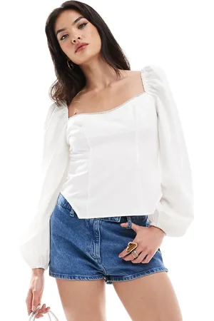 Pretty Lavish Embellished corset top in oyster