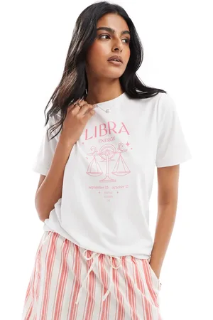 Pieces® Zodiac t-shirt with "Libra" print in