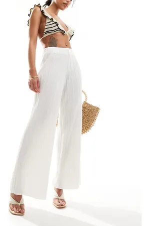 ONLY Loose fit plisse pants in off