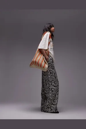 Topshop Zebra print pull-on tie waist pants in