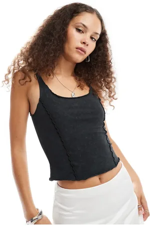 Noisy May Seam detail tank top in acid wash