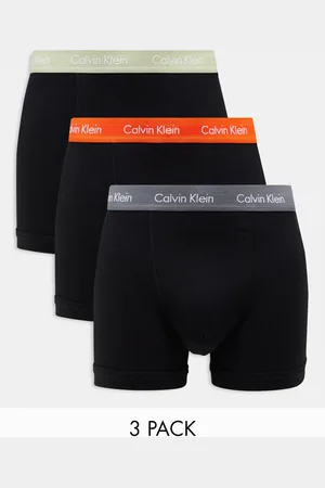 Calvin Klein Cotton stretch trunks 3 pack in with colored waistband