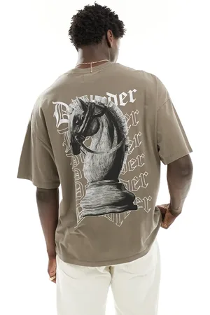 ADPT. Oversized T-shirt with chess back print in washed