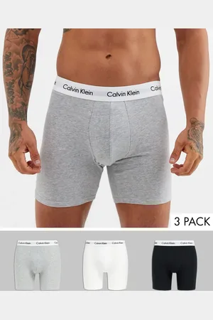 Calvin Klein Cotton Stretch 3 pack boxer briefs in black, white and gray