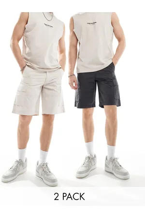 JACK & JONES 2 pack cargo shorts in light and dark