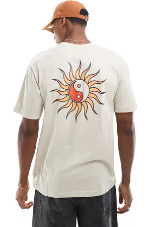 Only & Sons Relaxed fit T-shirt with yin yang back print in beige