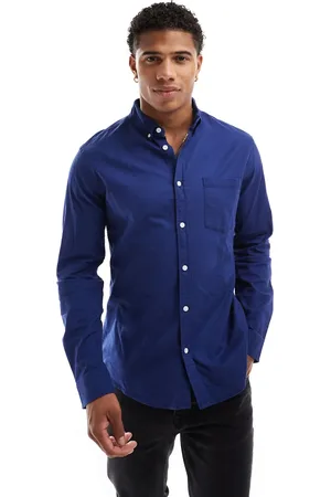 ASOS Slim oxford shirt in navy