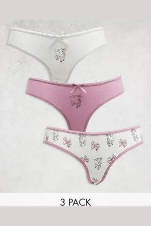 Daisy Street Pack briefs with motif and lace trim