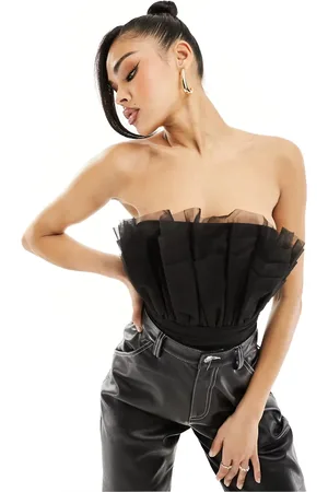 Lace & Beads Bandeau tulle bodysuit in