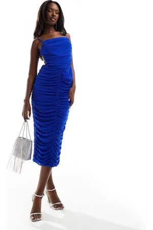 Jaded Rose Backless ruched midaxi dress in midnight blue
