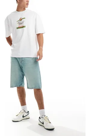 JACK & JONES Ron skater fit denim shorts in mid casting