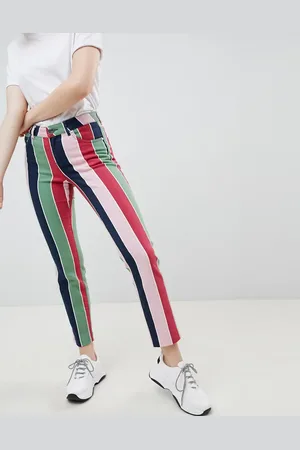 ASOS Pencil straight leg jeans with coloured stripe print