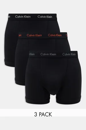 Calvin Klein Cotton stretch trunks 3 pack in with colored logo