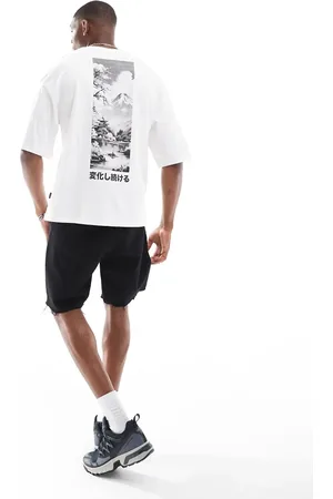 JACK & JONES Super oversized photographic mountain back print T-shirt in