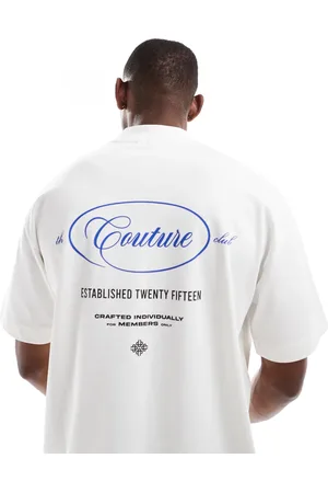 The Couture Club Oversized script multi-graphic backprint t-shirt in off