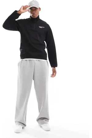 JACK & JONES Half zip sweater with chest print in
