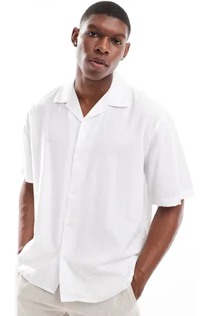 SELECTED Oversized linen mix camp collar shirt in