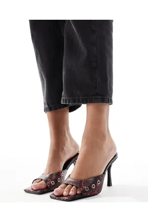 ASOS Hammer eyelet detail mid heeled mules in snake