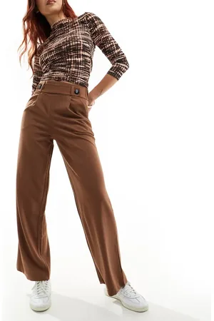 JDY Button detail wide leg dad pants in light