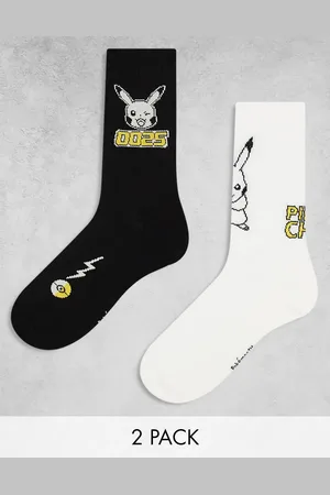 ASOS 2 pack Pokémon socks with Pikachu character in black and white