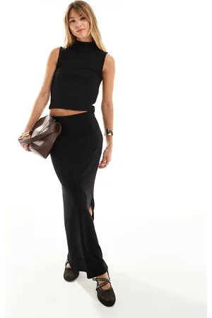 VERO MODA Cropped ribbed column maxi skirt in - part of a set