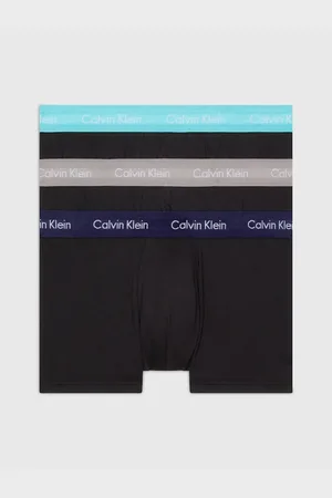 Calvin Klein Cotton stretch trunks 3 pack in with colored waistband