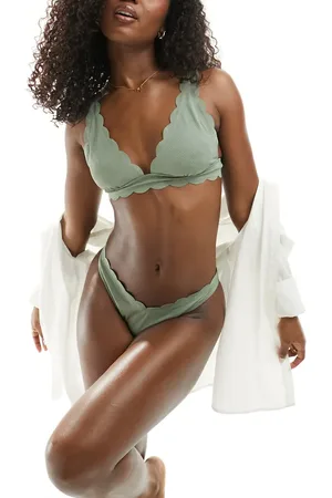 Hunkemöller Scallop high waist bikini bottoms in