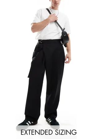 ASOS Wide leg dress pants with crossover side belt in