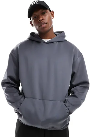 ASOS Oversized scuba hoodie in charcoal