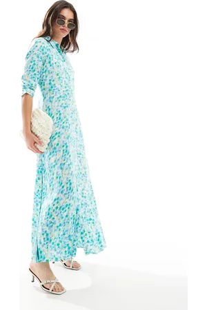 Y.A.S Maxi shirt dress in fuzzy flower print