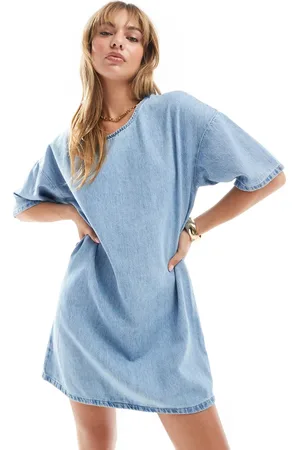 ASOS Denim t-shirt dress in midwash