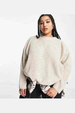 ONLY Ribbed crew neck sweater in beige