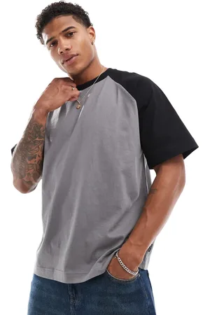 JACK & JONES Super oversized raglan t-shirt in dark gray &