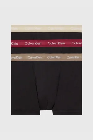 Calvin Klein Cotton stretch trunks 3 pack in with colored waistband