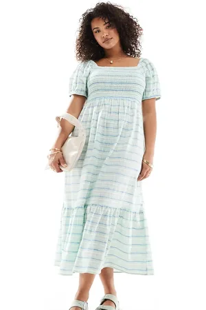 Esmée Stripe puff sleeve maxi dress in